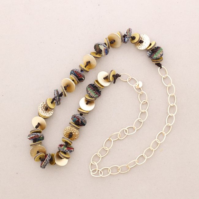 SUEDE LEATHER METAL CHAIN LONG NECKLACE