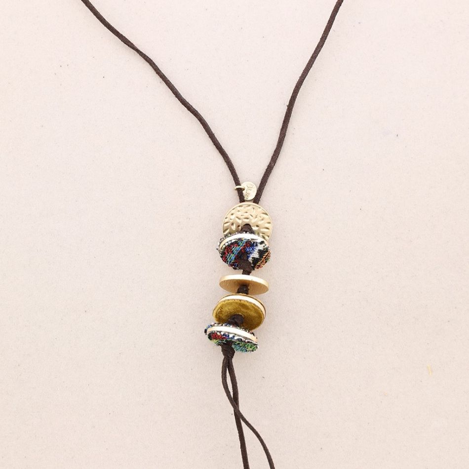 SUEDE LEATHER LONG VELVET NECKLACE