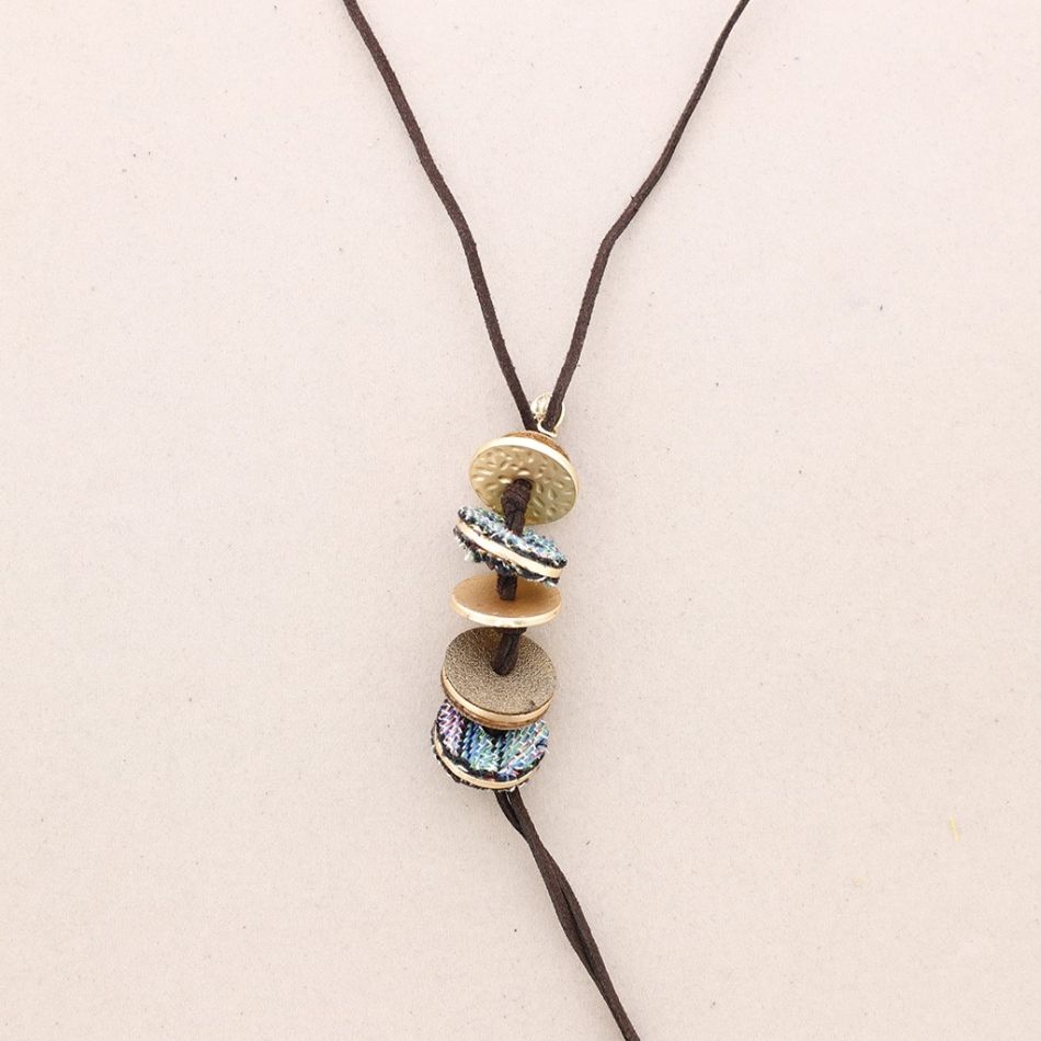 SUEDE LEATHER LONG VELVET NECKLACE