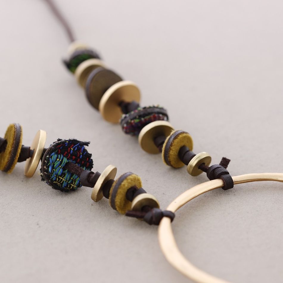 SUEDE LEATHER LONG PENDANT NECKLACE
