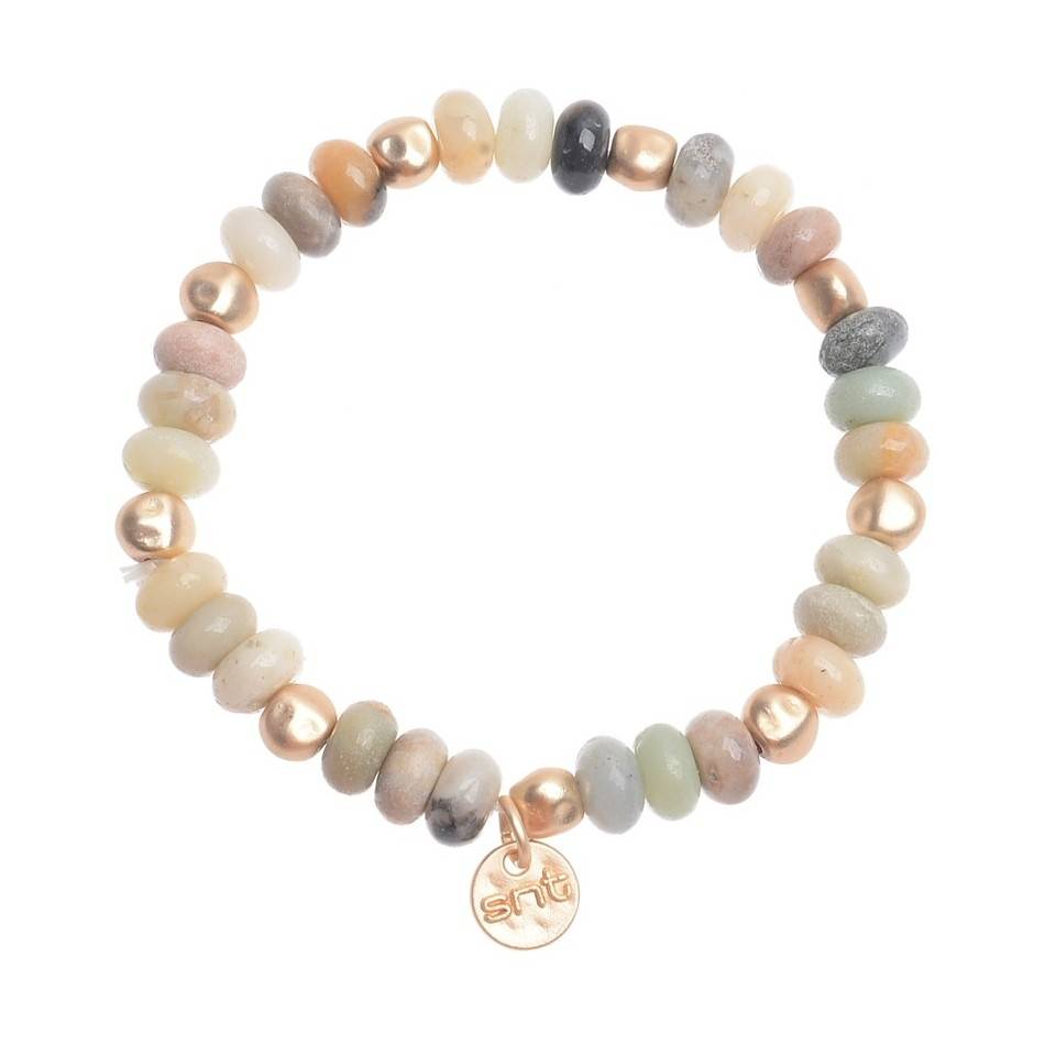 MACRAMÉ BRACELET WITH STONE METAL BEADS