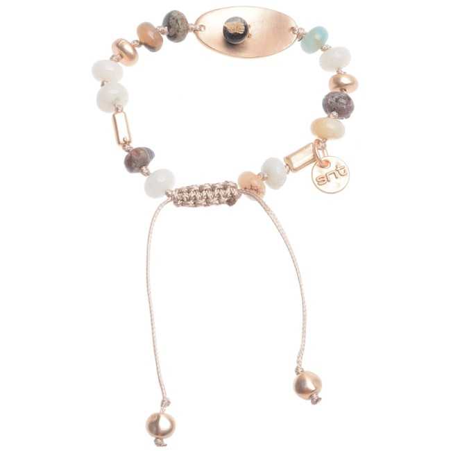 MACRAMÉ BRACELET WITH STONE METAL BEADS