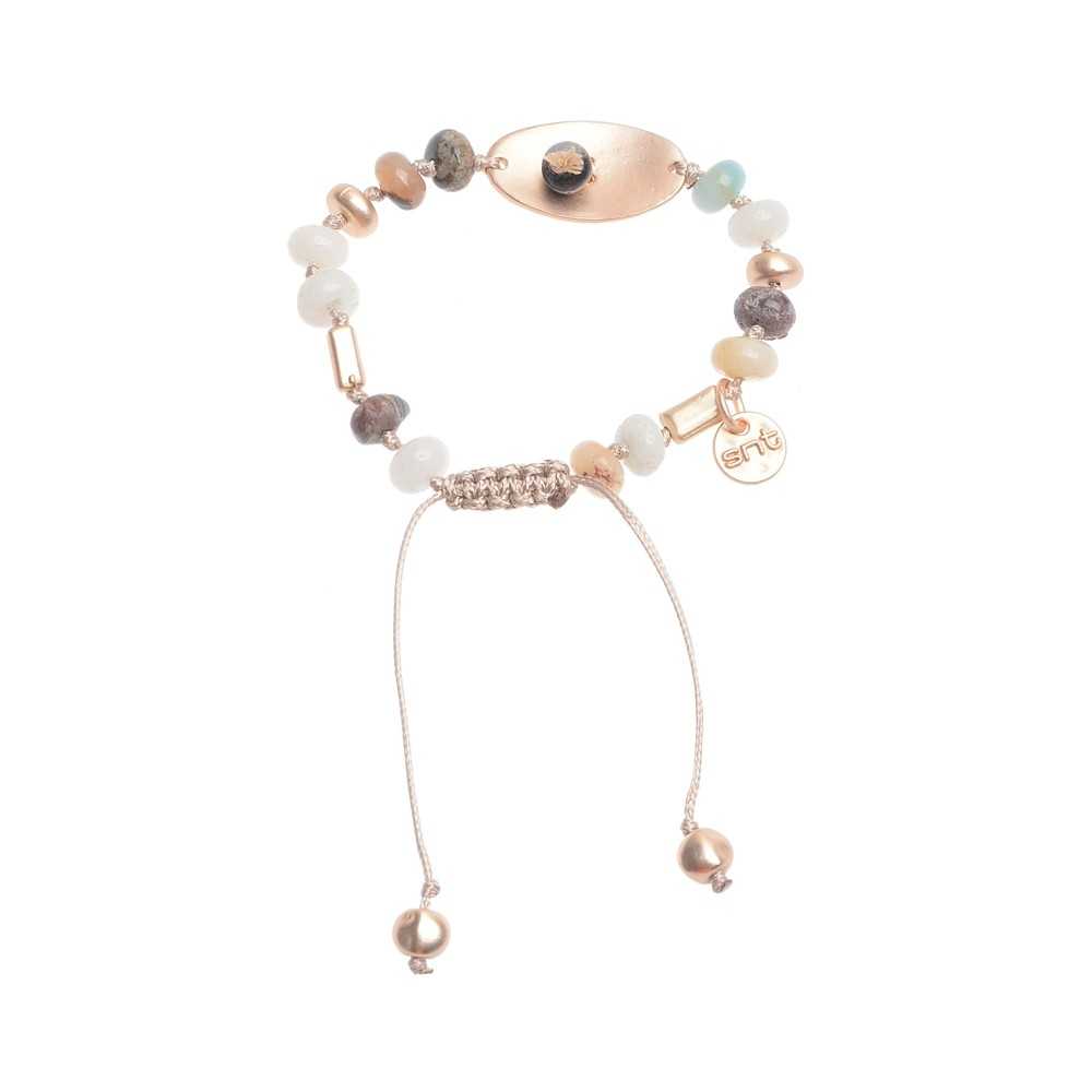 MACRAMÉ BRACELET WITH STONE METAL BEADS