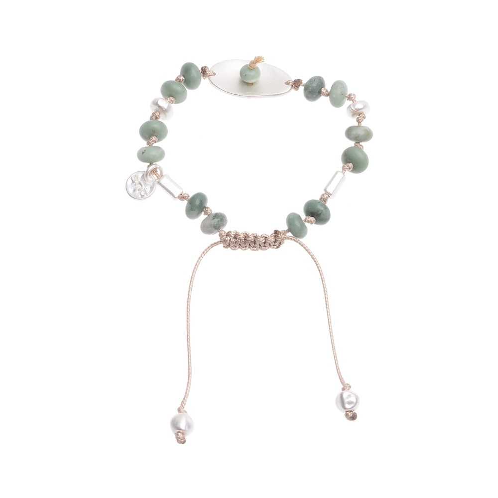 MACRAMÉ BRACELET WITH STONE METAL BEADS