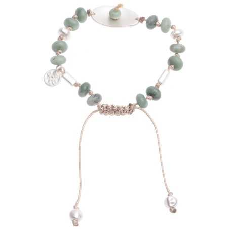 MACRAMÉ BRACELET WITH STONE METAL BEADS