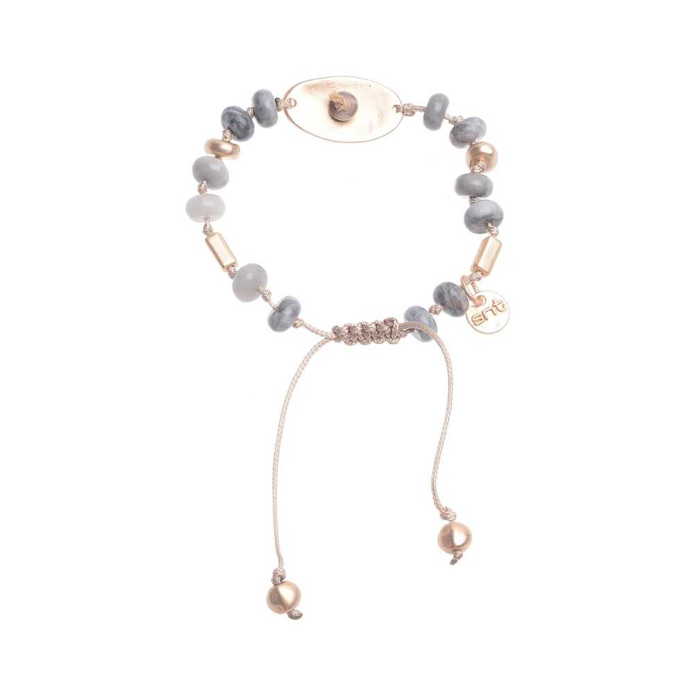 MACRAMÉ BRACELET WITH STONE METAL BEADS