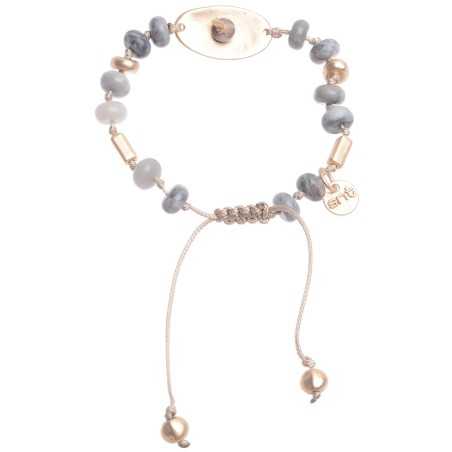 MACRAMÉ BRACELET WITH STONE METAL BEADS