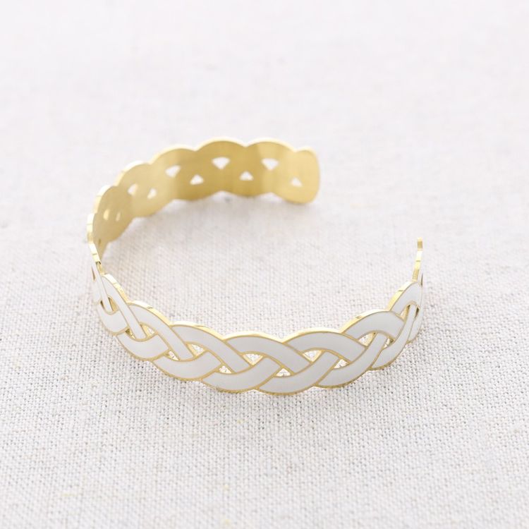 PULSERA TRENZADA AJUSTABLE ACERO ESMALTE