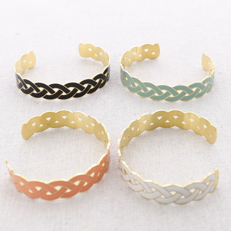 PULSERA TRENZADA AJUSTABLE ACERO ESMALTE 2