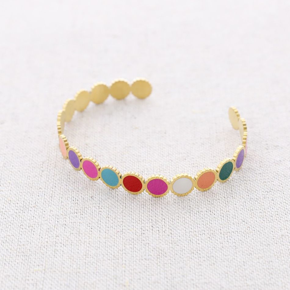 PULSERA ACERO AJUSTABLE CIRUCULOS ESMALTE