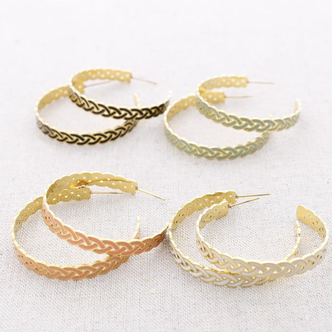 ENAMEL BRAIDED STEEL EARRINGS
