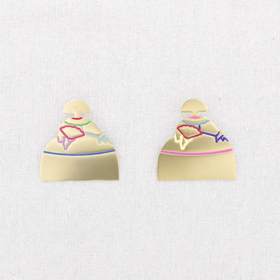 MENINA STEEL ENAMEL BROOCH