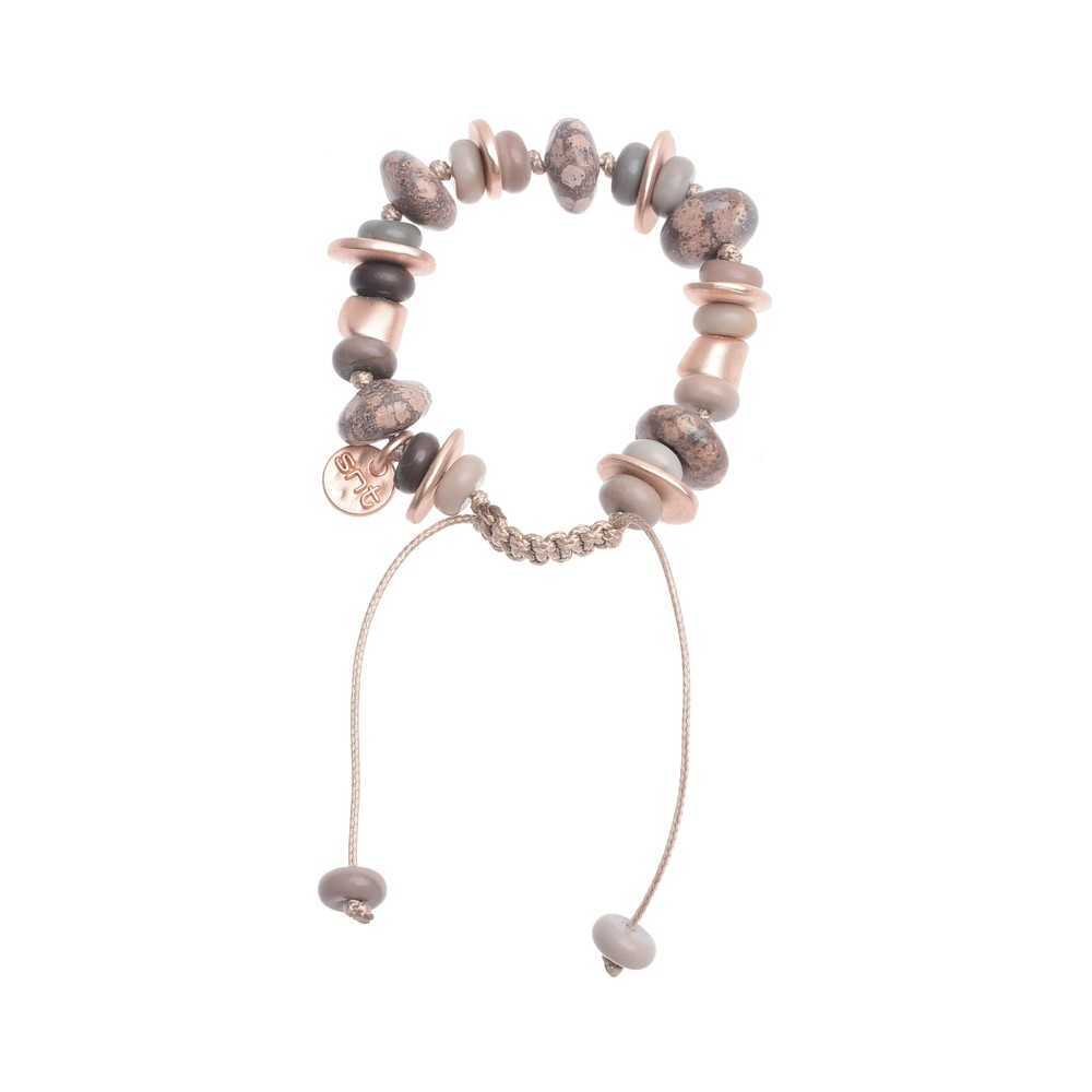 MACRAMÉ BRACELET WITH STONE METAL BEADS