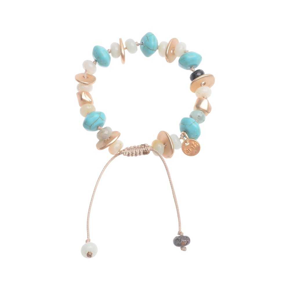 MACRAMÉ BRACELET WITH STONE METAL BEADS