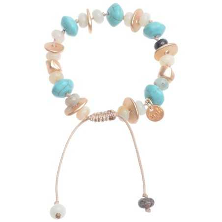 MACRAMÉ BRACELET WITH STONE METAL BEADS