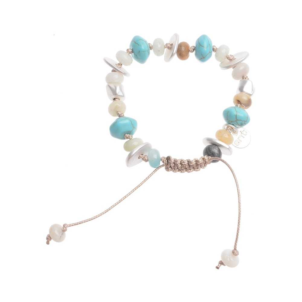 MACRAMÉ BRACELET WITH STONE METAL BEADS