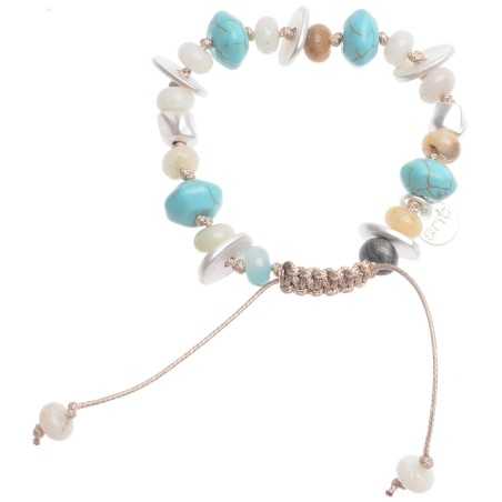 MACRAMÉ BRACELET WITH STONE METAL BEADS