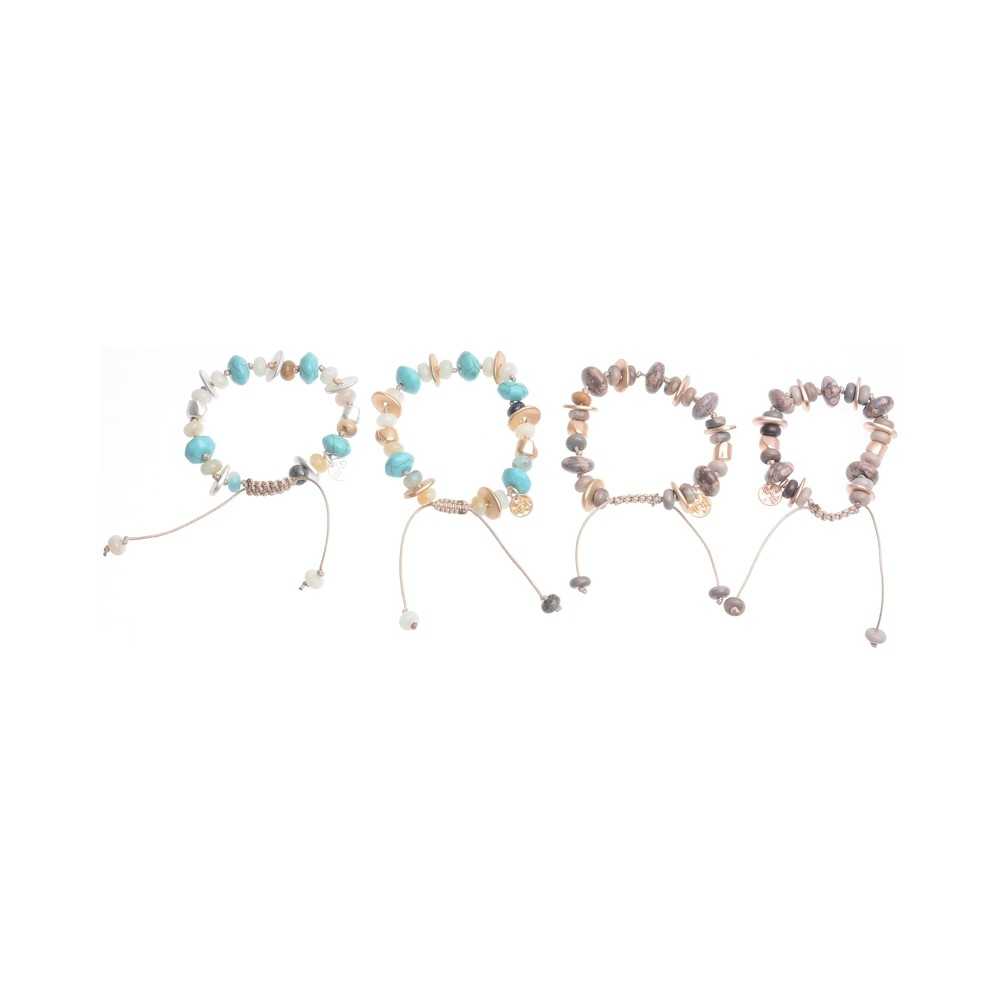 MACRAMÉ BRACELET WITH STONE METAL BEADS