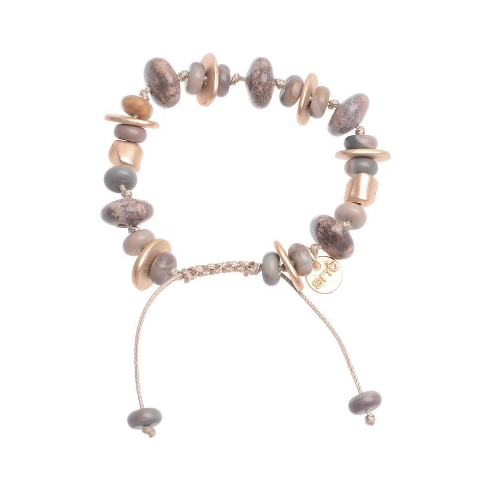 MACRAMÉ BRACELET WITH STONE METAL BEADS