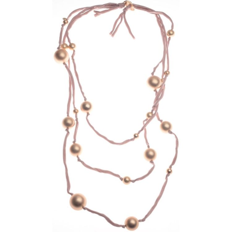 LONG NECKLACE CANVAS TUBES BALL METAL FINISH