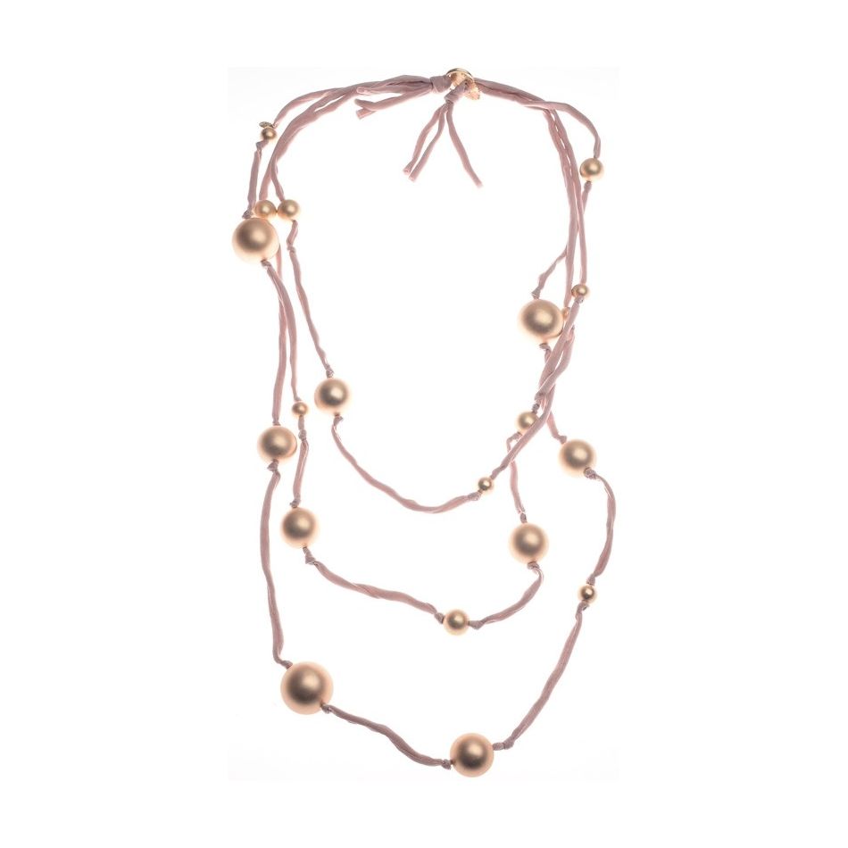 LONG NECKLACE CANVAS TUBES BALL METAL FINISH