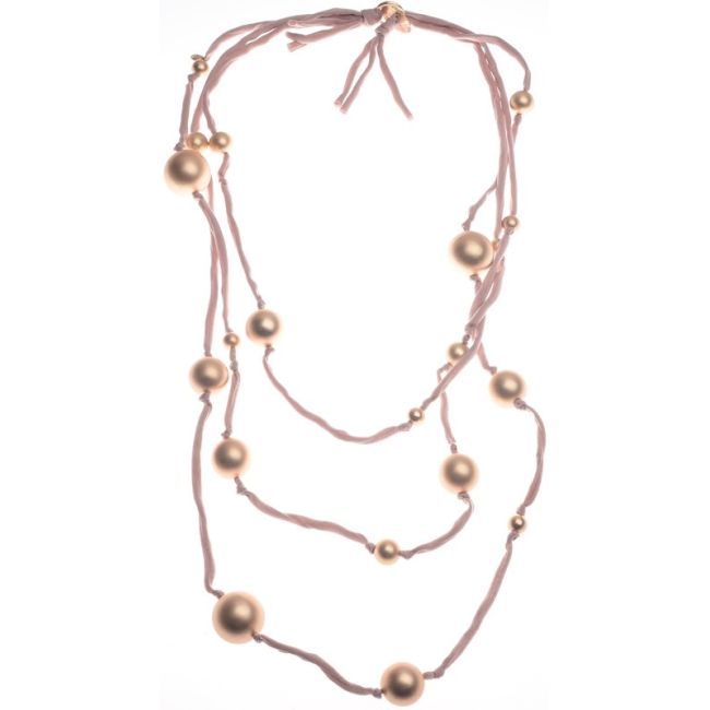 LONG NECKLACE CANVAS TUBES BALL METAL FINISH