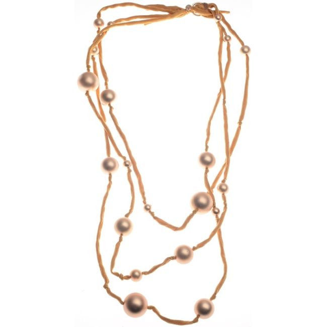 LONG NECKLACE CANVAS TUBES BALL METAL FINISH