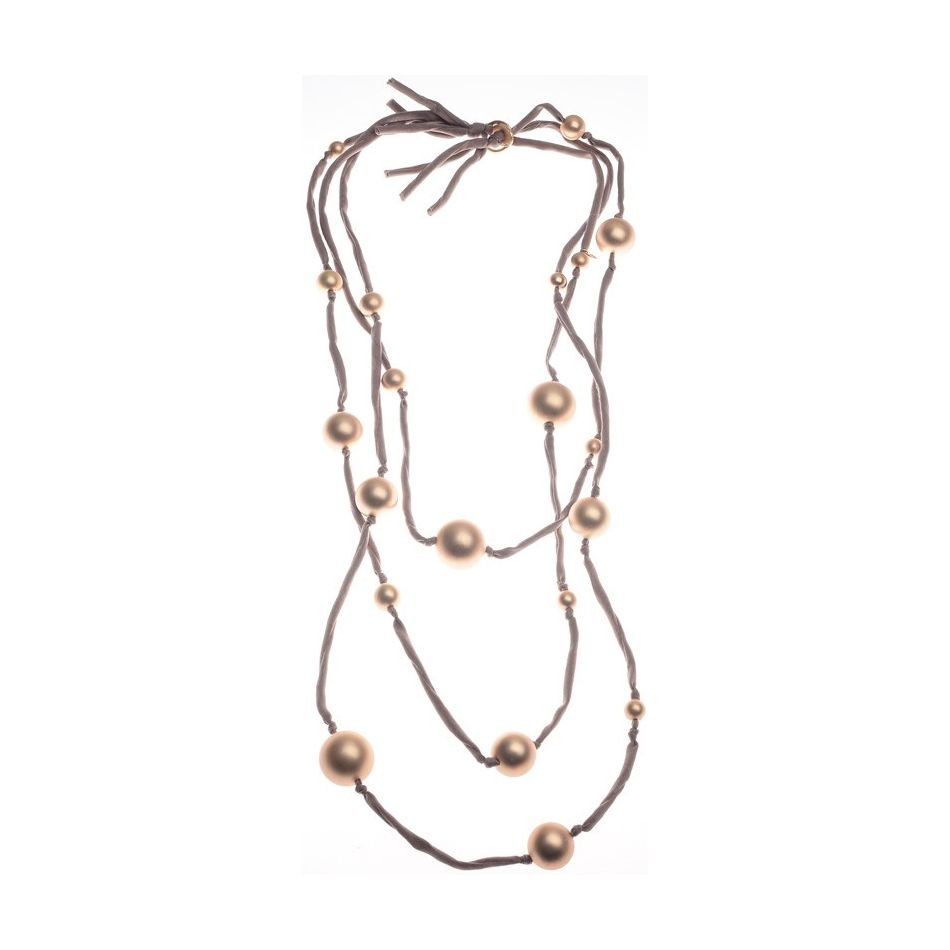 LONG NECKLACE CANVAS TUBES BALL METAL FINISH