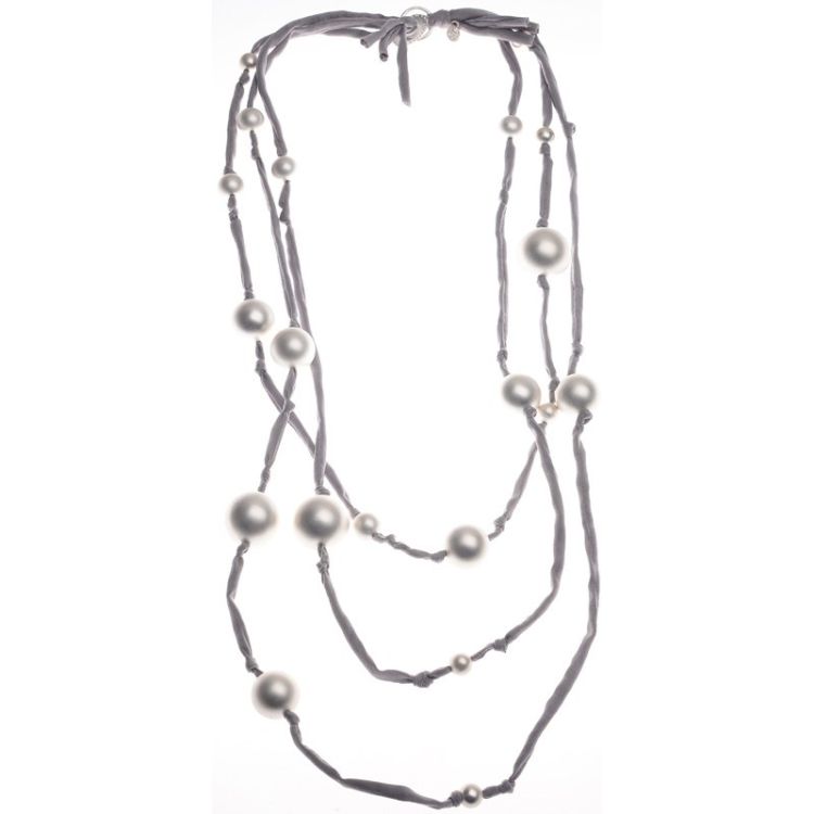 LONG NECKLACE CANVAS TUBES BALL METAL FINISH 2