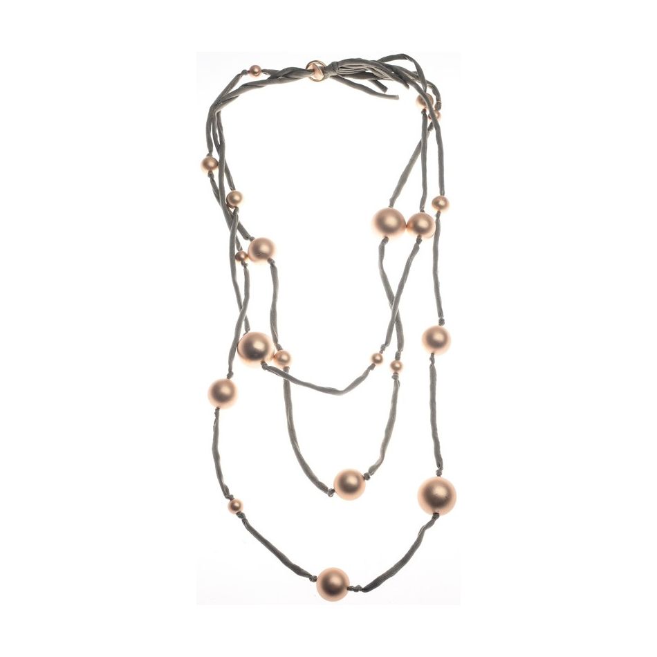 LONG NECKLACE CANVAS TUBES BALL METAL FINISH