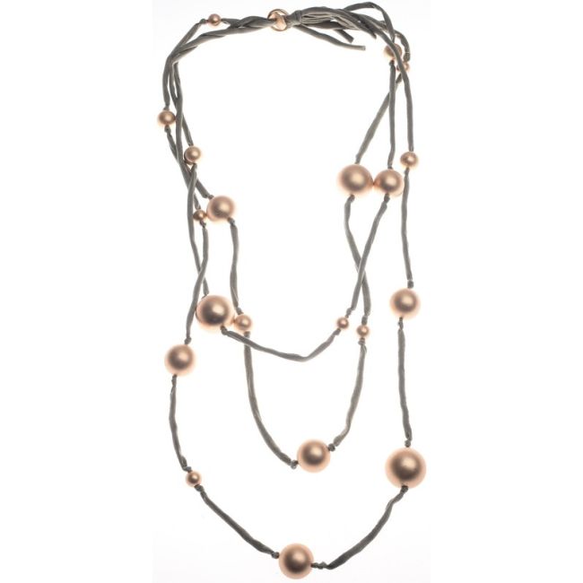 LONG NECKLACE CANVAS TUBES BALL METAL FINISH