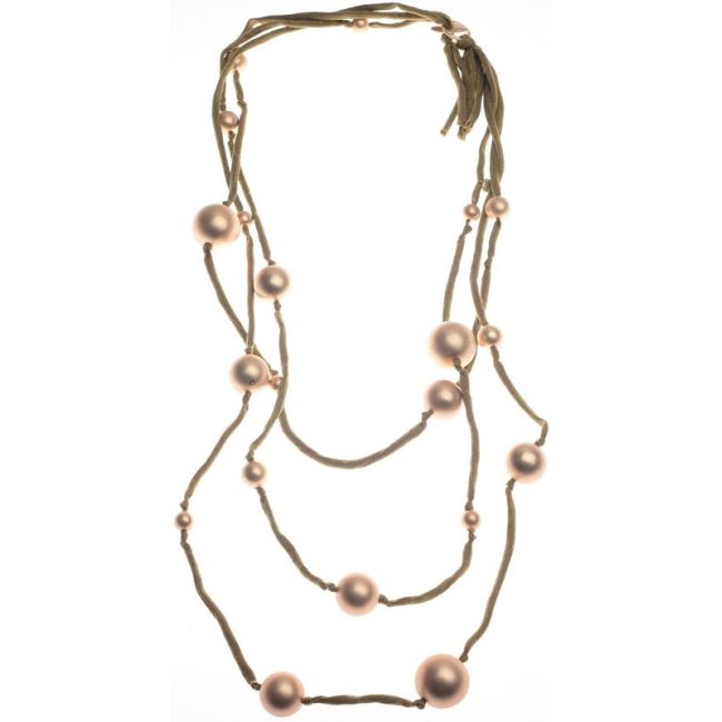 LONG NECKLACE CANVAS TUBES BALL METAL FINISH