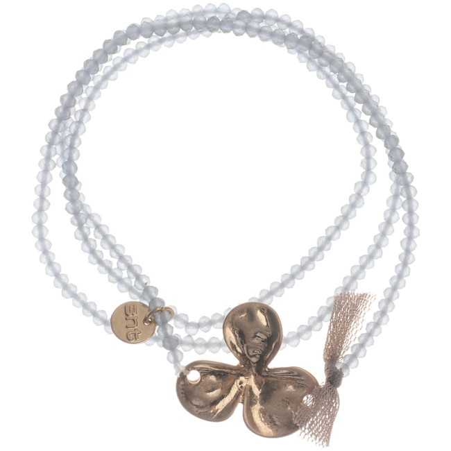 3 ROUNDS FACETED CRYSTAL BEADS METAL FLOWER BRACELET