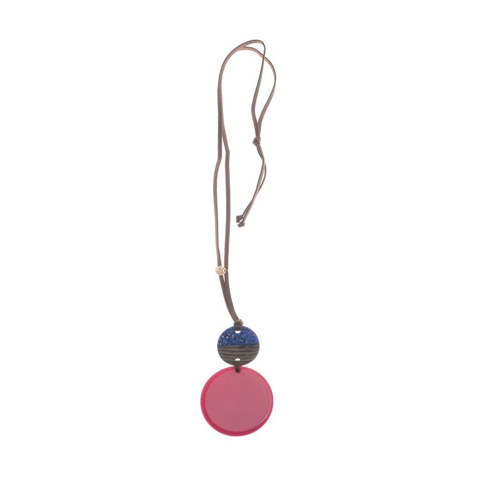 COLLAR LARGO COLGANTE DOBLE RESINA