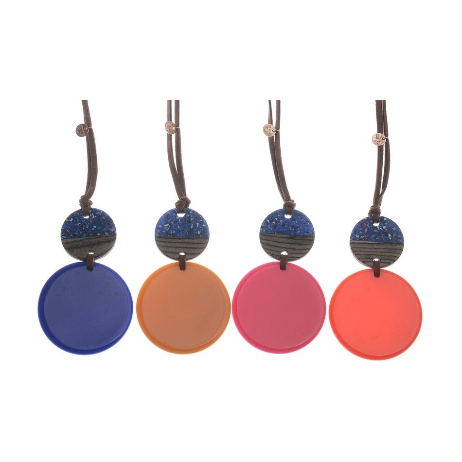 COLLAR LARGO COLGANTE DOBLE RESINA