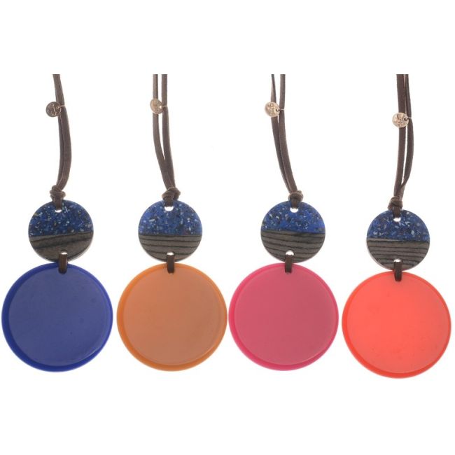 COLLAR LARGO COLGANTE DOBLE RESINA