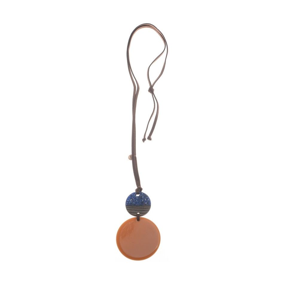 COLLAR LARGO COLGANTE DOBLE RESINA
