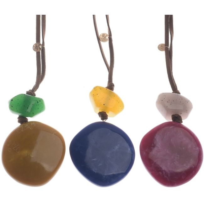 DOUBLE RESIN PENDANT LONG NECKLACE