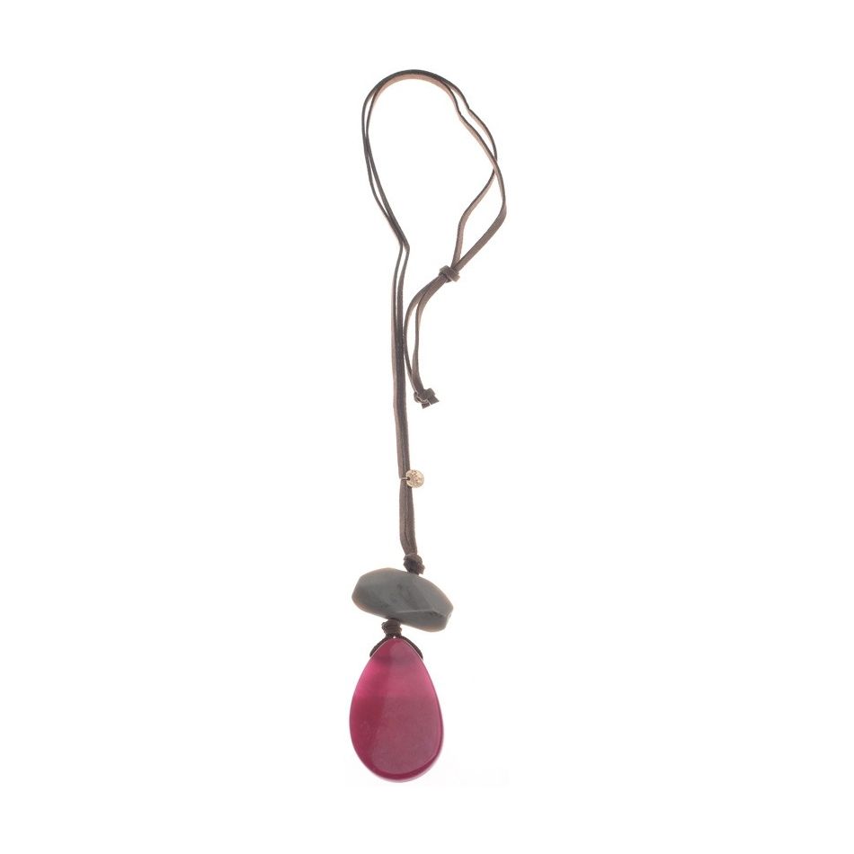 DOUBLE RESIN PENDANT LONG NECKLACE