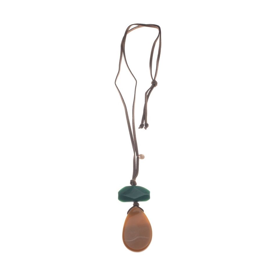 COLLAR LARGO COLGANTE DOBLE RESINA