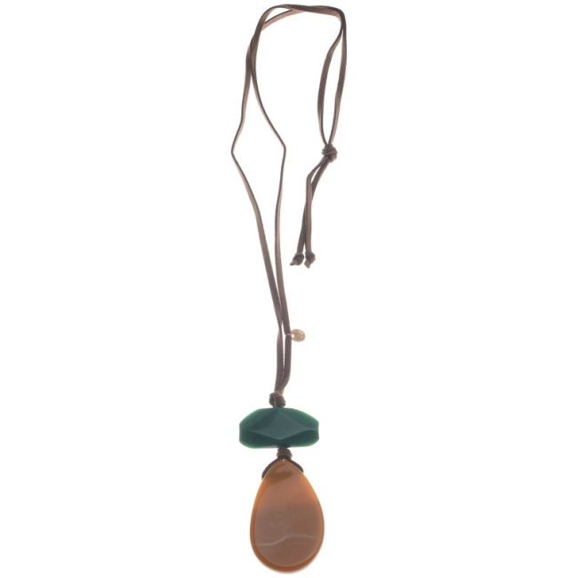 COLLAR LARGO COLGANTE DOBLE RESINA