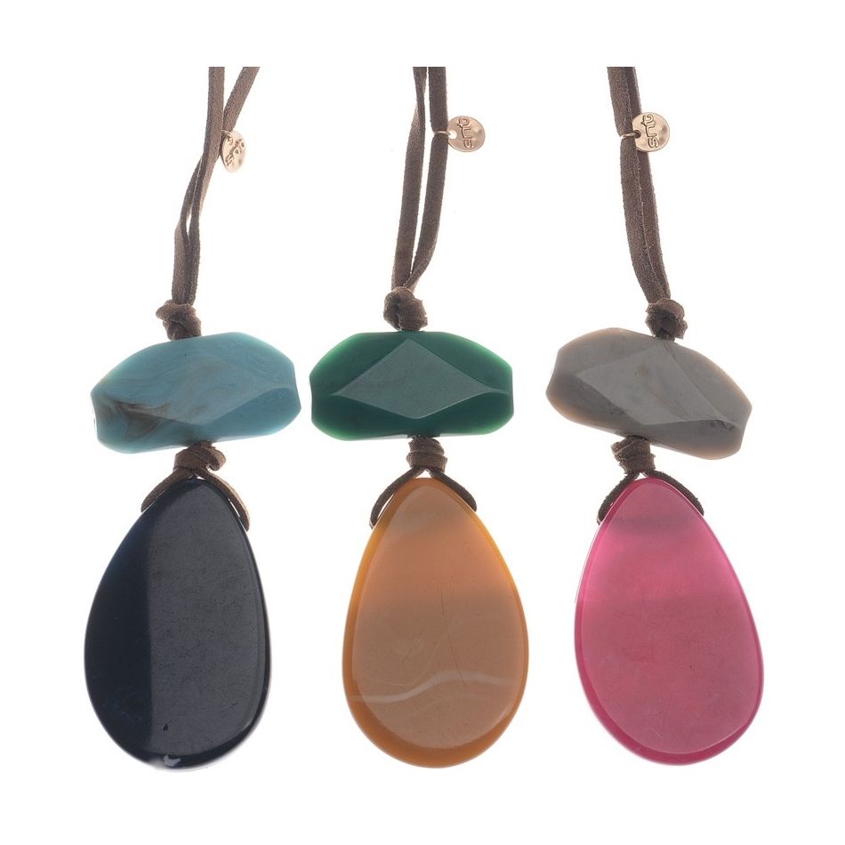 DOUBLE RESIN PENDANT LONG NECKLACE