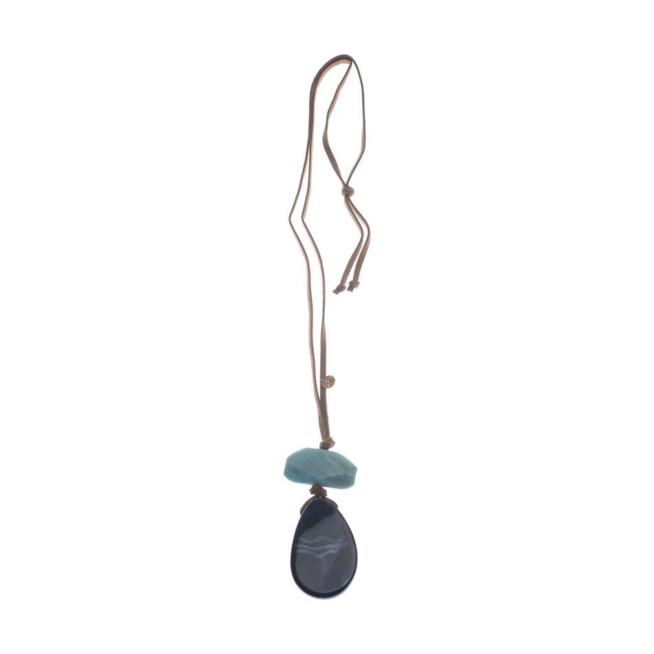 COLLAR LARGO COLGANTE DOBLE RESINA