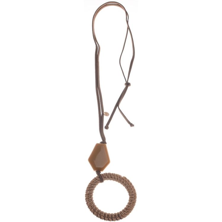 LONG NECKLACE PENDANT RESIN RING WICKER