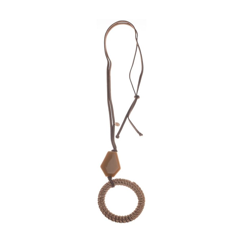 LONG NECKLACE PENDANT RESIN RING WICKER