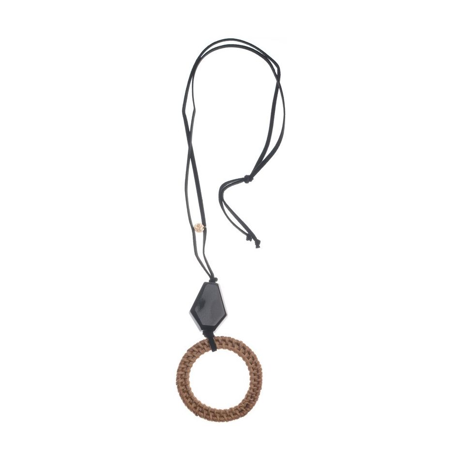 LONG NECKLACE PENDANT RESIN RING WICKER