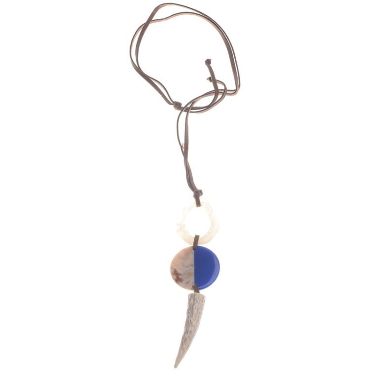 HORN RESIN PENDANT LONG NECKLACE