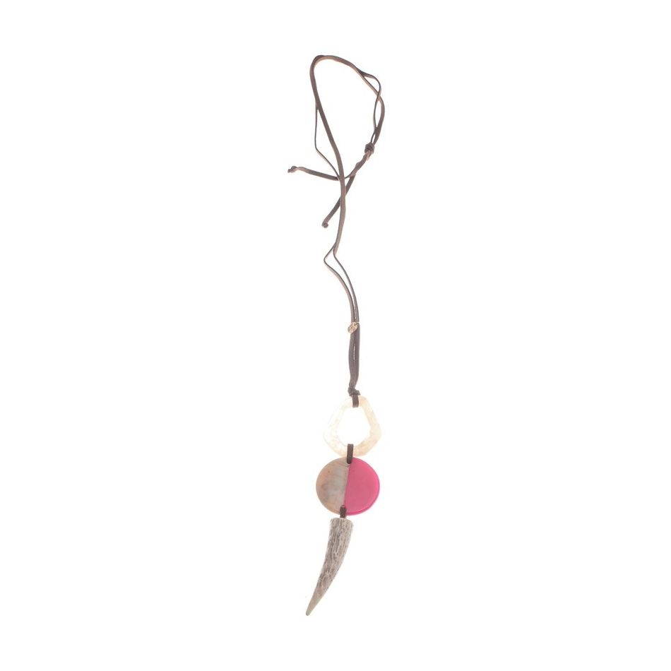 COLLAR LARGO COLGANTE RESINA CUERNO