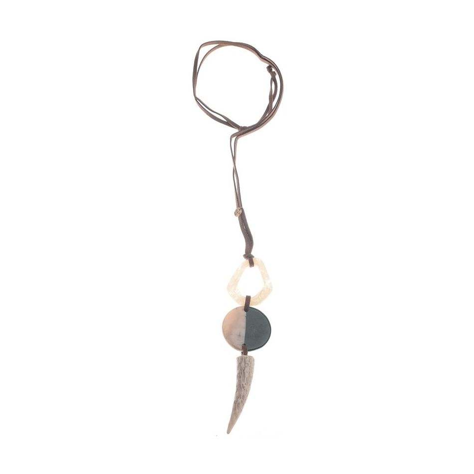COLLAR LARGO COLGANTE RESINA CUERNO