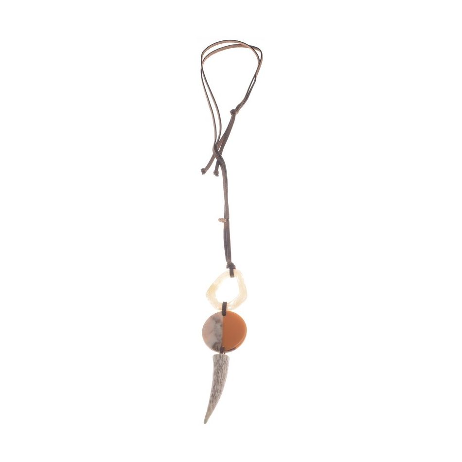 HORN RESIN PENDANT LONG NECKLACE